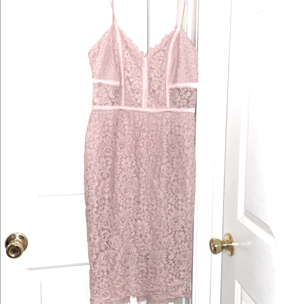 Blush Pink Lace MIDI Dress